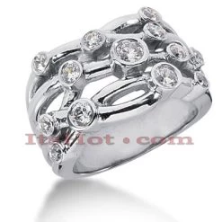 14K White Gold Round Diamond Right Hand Ring 0.80ct