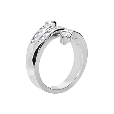 14K White Gold Round Diamond Right Hand Ring 0.90ct 5 14K White Gold Round Diamond Right Hand Ring 0.90ct - Image 3