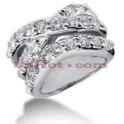 14K White Gold Round Diamond Right Hand Ring 2.25ct