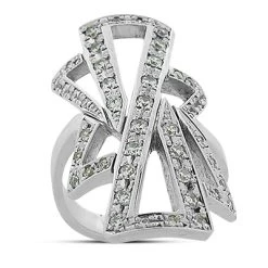 14K White Gold Round Diamond Right Hand Women's Ring 1.03ct