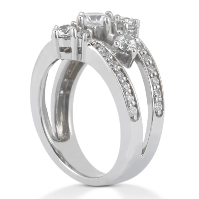 14K White Gold Round Diamond Right Hand Women's Ring 1ct 4 14K White Gold Round Diamond Right Hand Women's Ring 1ct - Image 2