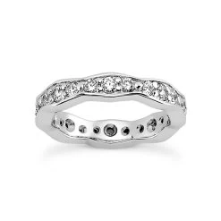 14K White Gold Round Diamonds Eternity Ring 0.88ct