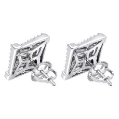 14K White Gold 1 Carat Round & Princess Cut Diamond Earrings Square Studs Men's Or Women's -Fashion Accessories Shop 14k gold round princess cut diamond earrings square studs by luxurman backwh