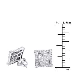 14K White Gold 1 Carat Round & Princess Cut Diamond Earrings Square Studs Men's Or Women's -Fashion Accessories Shop 14k gold round princess cut diamond earrings square studs by luxurman rulerwh