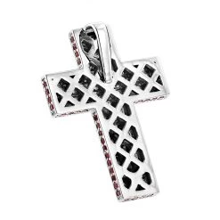 14K White Gold Ruby Cross Pendant Round Princess Cut 2.85ct By Luxurman -Fashion Accessories Shop 14k gold ruby cross pendant round princess cut 285ct by luxurman backwh