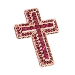 14K White Gold Ruby Cross Pendant Round Princess Cut 2.85ct By Luxurman -Fashion Accessories Shop 14k gold ruby cross pendant round princess cut 285ct by luxurman ro