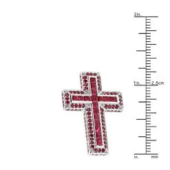 14K White Gold Ruby Cross Pendant Round Princess Cut 2.85ct By Luxurman -Fashion Accessories Shop 14k gold ruby cross pendant round princess cut 285ct by luxurman rulerwh