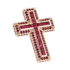14K White Gold Ruby Cross Pendant Round Princess Cut 2.85ct By Luxurman -Fashion Accessories Shop 14k gold ruby cross pendant round princess cut 285ct by luxurman ye