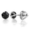 14K White Gold Solitaire 0.25ct Black Round Diamond Stud Earrings 3mm With Screw Backs -Fashion Accessories Shop 14k gold solitaire black round diamond bezel stud earrings 025ct 1 wh
