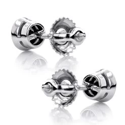 14K White Gold Solitaire Black Round Diamond Stud Earrings 0.33ct 3.5mm -Fashion Accessories Shop 14k gold solitaire black round diamond bezel stud earrings 033ct 1 backwh