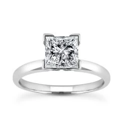 14K White Gold Solitaire Engagement Ring 0.30ct 2.2mm