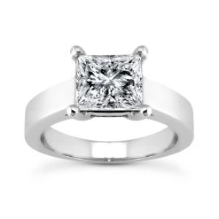 14K White Gold Princess Solitaire Engagement Ring 0.40ct 3.1mm