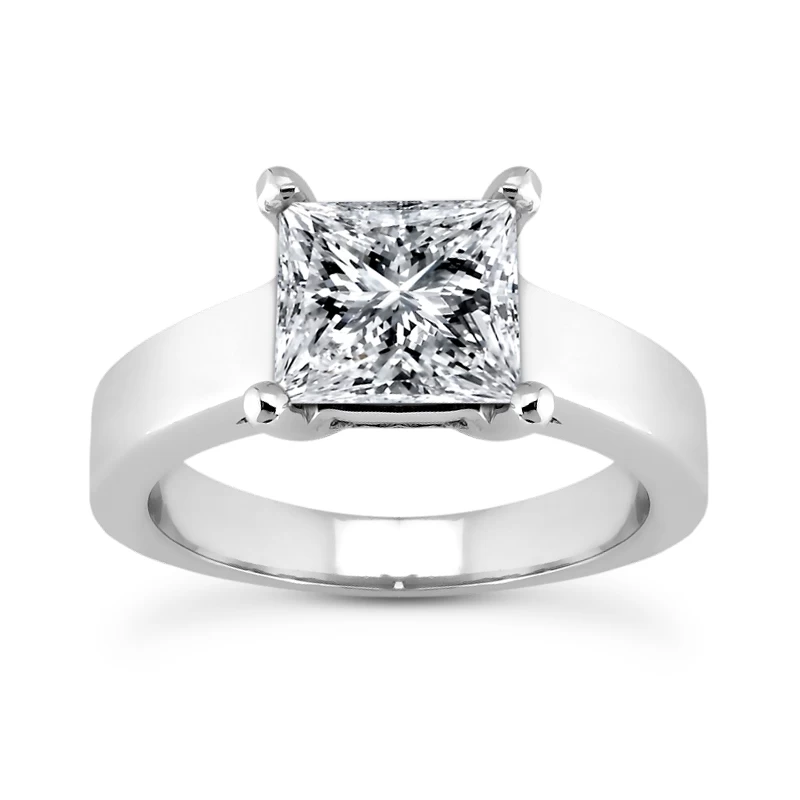14K White Gold Princess Solitaire Engagement Ring 0.40ct 3.1mm 3 14K White Gold Princess Solitaire Engagement Ring 0.40ct 3.1mm