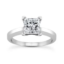 14K White Gold Low Set Solitaire Engagement Ring 0.40ct 2.8mm