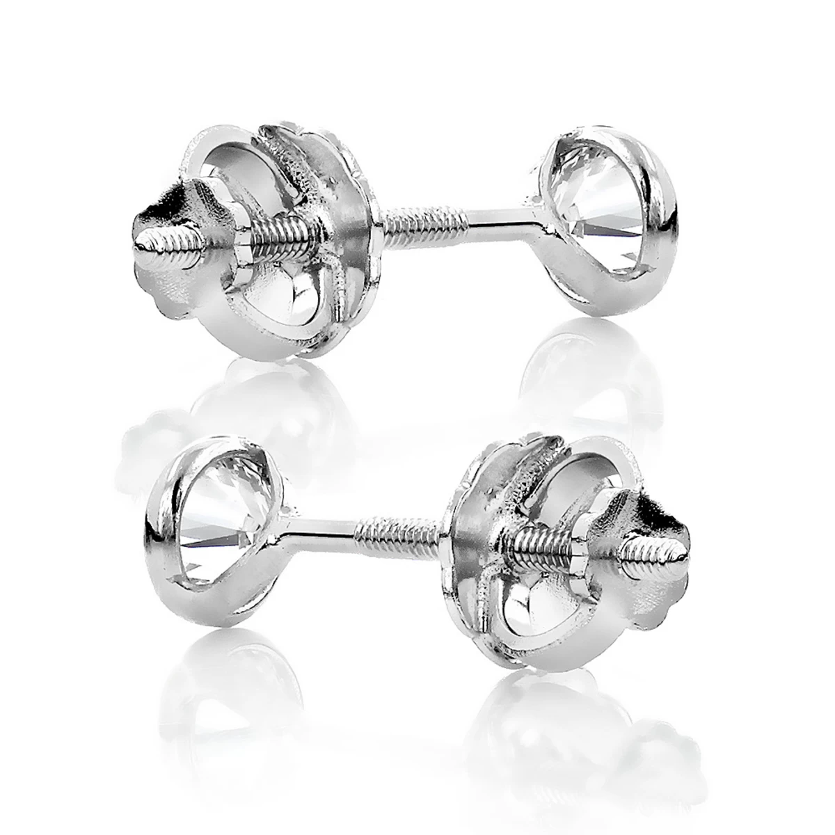 14K White Gold Solitaire Round Diamond Bezel Stud Earrings 0.75ct 6 14K White Gold Solitaire Round Diamond Bezel Stud Earrings 0.75ct - Image 4