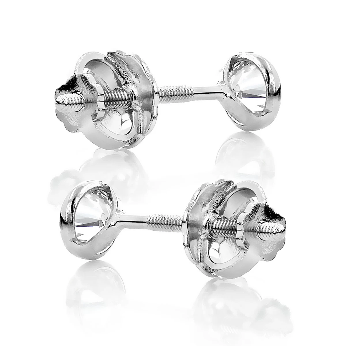 14K White Gold Solitaire Round Bezel Set Diamond Stud Earrings 1.5ct 6mm 6 14K White Gold Solitaire Round Bezel Set Diamond Stud Earrings 1.5ct 6mm - Image 4