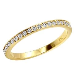 Ultra Thin 14K Yellow Gold Unique Diamond Engagement Stackable Ring 0.21ct