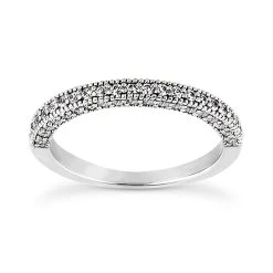 Thin 14K White Gold Unique Diamond Engagement Band 0.53ct