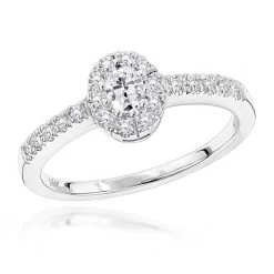 14K White Gold Unique Diamond Engagement Ring 0.45ct