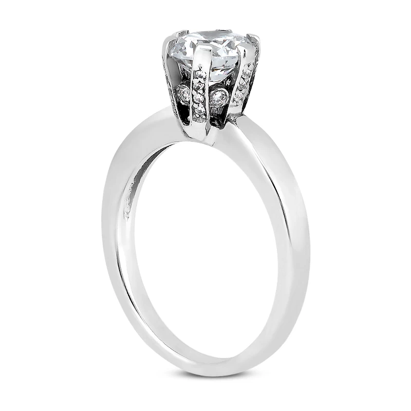 14K White Gold Unique Diamond Engagement Ring 0.67ct 3mm 6 14K White Gold Unique Diamond Engagement Ring 0.67ct 3mm - Image 4