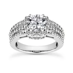 14K White Gold Unique Diamond Engagement Ring 0.92ct 4.8mm
