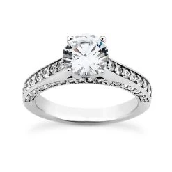14K White Gold Unique Diamond Engagement Ring 1.10ct 3.3mm