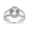 14K White Gold Unique Diamond Engagement Ring 1.38ct