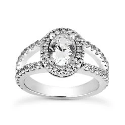 14K White Gold Unique Diamond Engagement Ring 1.38ct