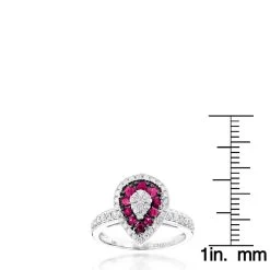 14K White Gold Unique Pear Shape Diamond And Ruby Women's Ring Drop Design 1tcw -Fashion Accessories Shop 14k gold unique pear shape diamond and ruby womens ring drop design 1tcw rulerwh