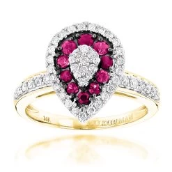 14K White Gold Unique Pear Shape Diamond And Ruby Women's Ring Drop Design 1tcw -Fashion Accessories Shop 14k gold unique pear shape diamond and ruby womens ring drop design 1tcw ye