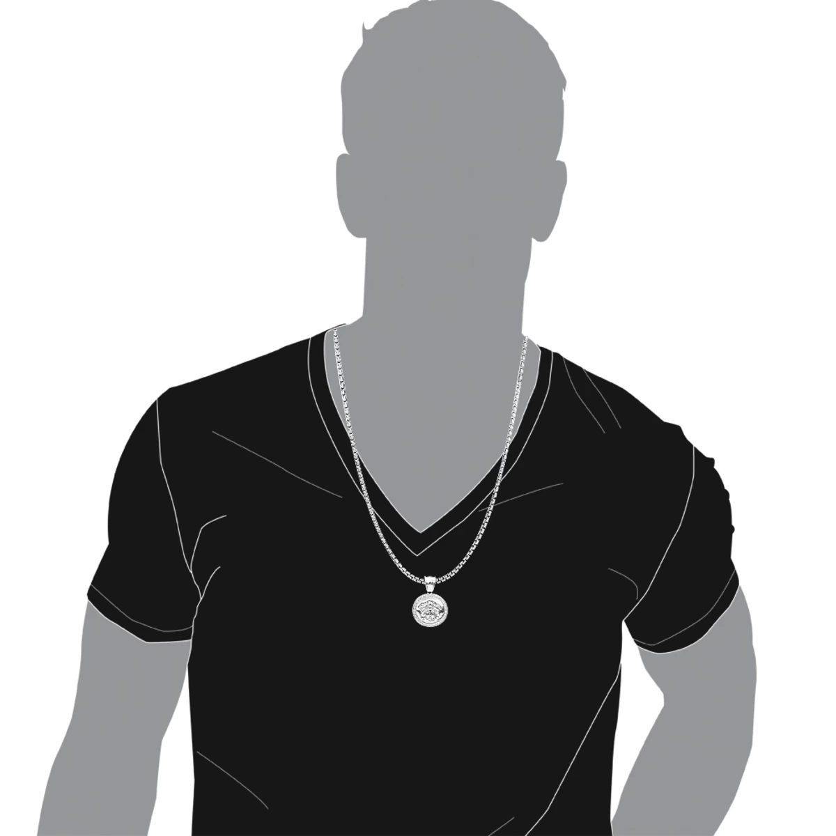 14K White Gold Unisex Diamond Versace Style Pendant 0.60ct Medusa Medallion 7 14K White Gold Unisex Diamond Versace Style Pendant 0.60ct Medusa Medallion - Image 5