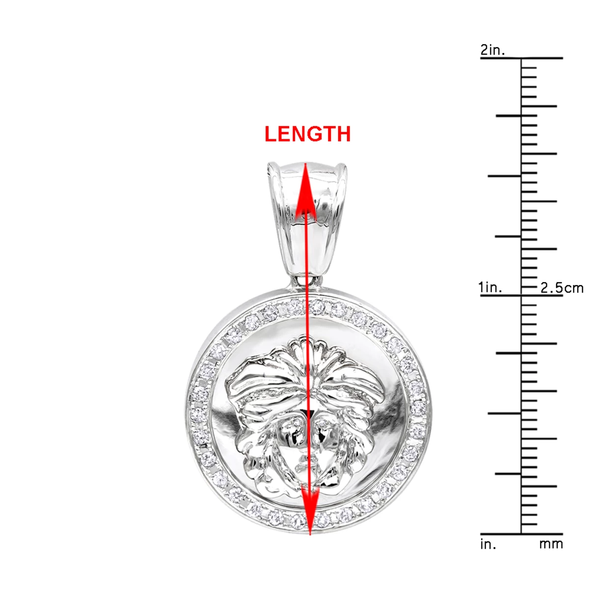 14K White Gold Unisex Diamond Versace Style Pendant 0.60ct Medusa Medallion 8 14K White Gold Unisex Diamond Versace Style Pendant 0.60ct Medusa Medallion - Image 6
