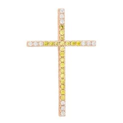 14K Yellow Gold White And Yellow Diamond Cross Pendant 0.72ct -Fashion Accessories Shop 14k gold white and yellow diamond cross pendant 072ct p 6606 ro