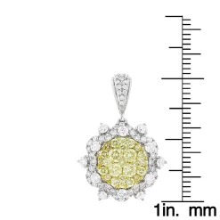14K White Gold White And Yellow Diamond Ladies Flower Pendant 2.3ct -Fashion Accessories Shop 14k gold white and yellow diamond ladies flower pendant 23ct rulerwh