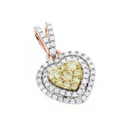 14K White Gold White And Yellow Diamonds Heart Pendant For Women 0.88ct -Fashion Accessories Shop 14k gold white and yellow diamonds heart pendant for women 088ct ro
