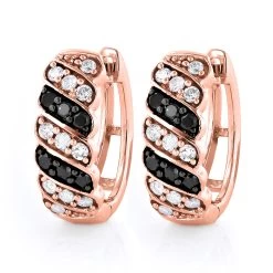 14K White Gold White Black Diamond Hoop Huggie Earrings .65ct -Fashion Accessories Shop 14k gold white black diamond hoop huggie earrings 65ct p 6492 ro