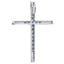 14K White Gold White Blue Diamond Cross Pendant 0.86ct -Fashion Accessories Shop 14k gold white blue diamond cross pendant 086ct p 6607 back white