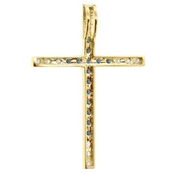 14K White Gold White Blue Diamond Cross Pendant 0.86ct -Fashion Accessories Shop 14k gold white blue diamond cross pendant 086ct p 6607 back yellow