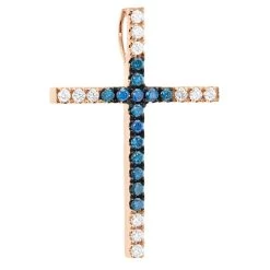 14K White Gold White Blue Diamond Cross Pendant 0.86ct -Fashion Accessories Shop 14k gold white blue diamond cross pendant 086ct p 6607 rose