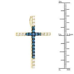 14K White Gold White Blue Diamond Cross Pendant 0.86ct -Fashion Accessories Shop 14k gold white blue diamond cross pendant 086ct p 6607 ruler yellow