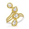 14K White Gold White Yellow Diamond Cocktail Ring For Women Floral Design 1.25ct