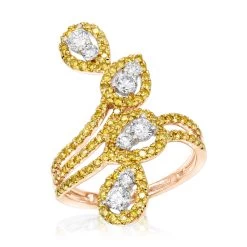 14K White Gold White Yellow Diamond Cocktail Ring For Women Floral Design 1.25ct 10 14K White Gold White Yellow Diamond Cocktail Ring For Women Floral Design 1.25ct -Fashion Accessories Shop 14k gold white yellow diamond cocktail ring for women floral design 125ct ro