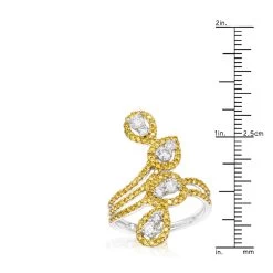 14K White Gold White Yellow Diamond Cocktail Ring For Women Floral Design 1.25ct 12 14K White Gold White Yellow Diamond Cocktail Ring For Women Floral Design 1.25ct -Fashion Accessories Shop 14k gold white yellow diamond cocktail ring for women floral design 125ct rulerwh