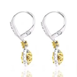 14K White Gold White Yellow Diamond Drop Earrings 1.2ct Women's Dangle Hoops -Fashion Accessories Shop 14k gold white yellow diamond drop earrings 12ct womens dangle hoops back