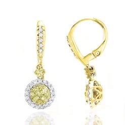 14K White Gold White Yellow Diamond Drop Earrings 1.2ct Women's Dangle Hoops -Fashion Accessories Shop 14k gold white yellow diamond drop earrings 12ct womens dangle hoops ye