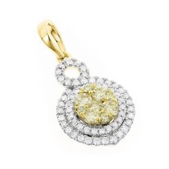 14K White Gold White Yellow Diamond Round Pendant For Women 1.15ct -Fashion Accessories Shop 14k gold white yellow diamond round pendant for women 115ct ye