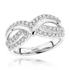 14K White Gold Women's Designer Ring W Round Diamonds 0.5ct