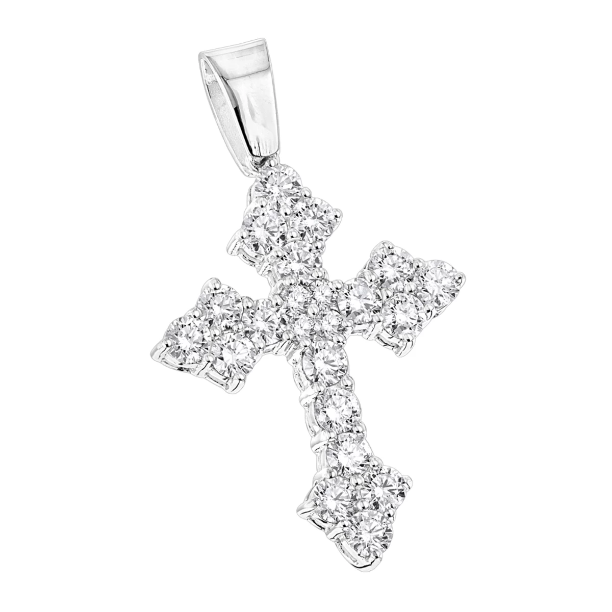 14K White Gold Women's Diamond Cross Pendant 2.12ct 3 14K White Gold Women's Diamond Cross Pendant 2.12ct