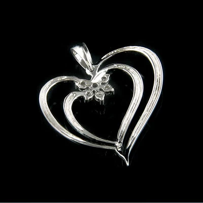 14K White Gold Women's Diamond Heart Pendant 0.20ct 4 14K White Gold Women's Diamond Heart Pendant 0.20ct - Image 2