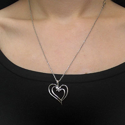 14K White Gold Women's Diamond Heart Pendant 0.20ct 5 14K White Gold Women's Diamond Heart Pendant 0.20ct - Image 3